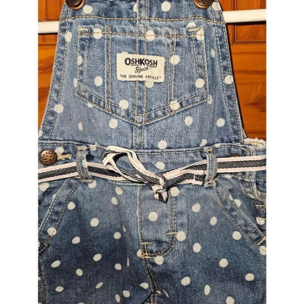 OshKosh B'Gosh Denim Overalls Baby size 12 Months Polka Dots Blue
